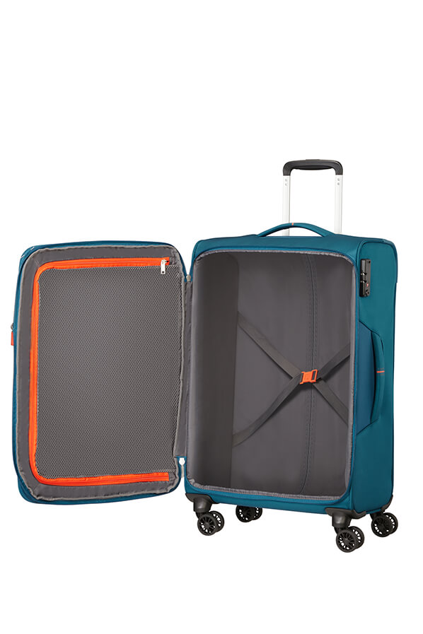 Mala de Viagem Média 67cm Expansível 4 Rodas Azul Marinho/Laranja - Crosstrack | American Tourister