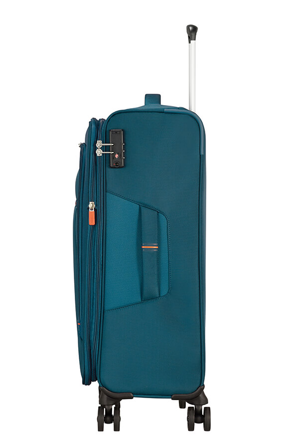 Mala de Viagem Média 67cm Expansível 4 Rodas Azul Marinho/Laranja - Crosstrack | American Tourister