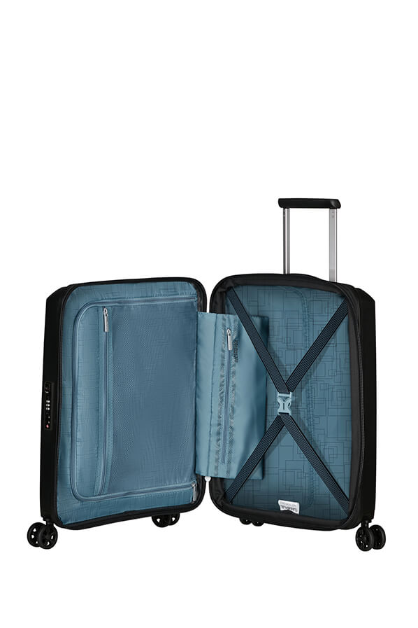 Mala de Cabine 55cm Expansível 4 Rodas Preta - AeroStep | American Tourister