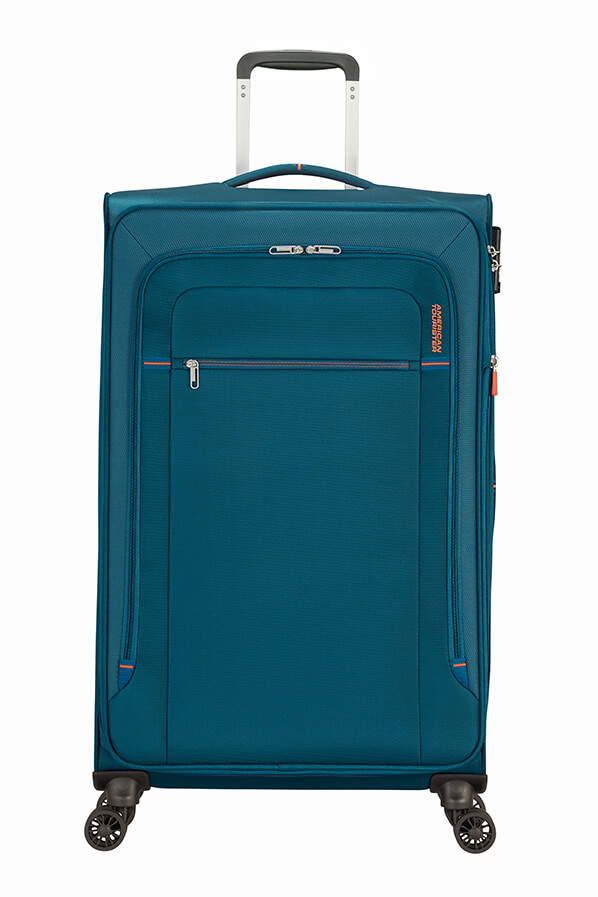 Mala de Viagem Grande 79cm Expansível 4 Rodas Azul Marinho/Laranja - Crosstrack | American Tourister