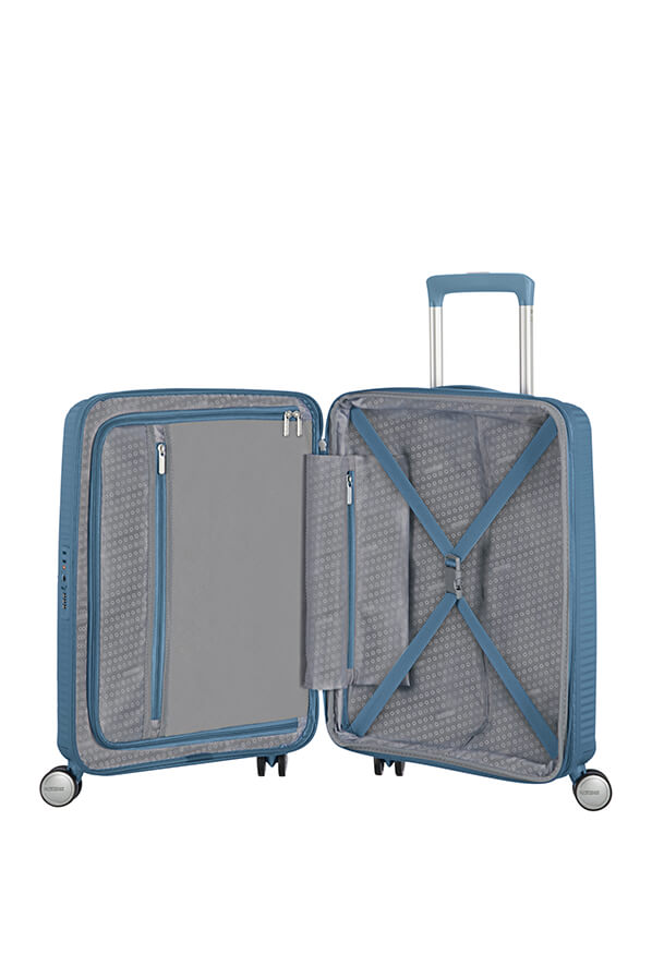 Mala de Cabine 55cm Expansível Azul Pedra - Soundbox | American Tourister®