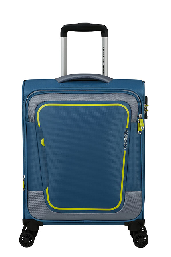 Mala de Cabine 55cm Expansível 4 Rodas Azul Coroa - Pulsonic | American Tourister®