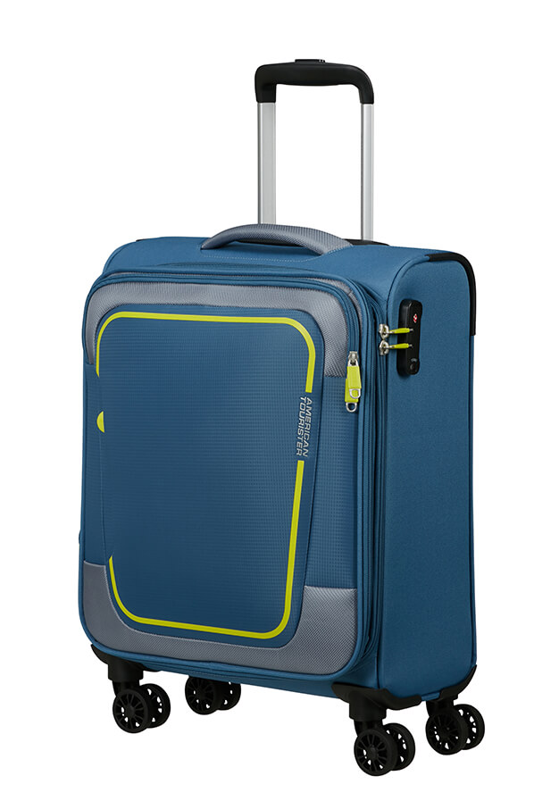 Mala de Cabine 55cm Expansível 4 Rodas Azul Coroa - Pulsonic | American Tourister®