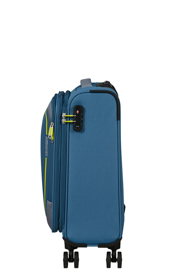 Mala de Cabine 55cm Expansível 4 Rodas Azul Coroa - Pulsonic | American Tourister®
