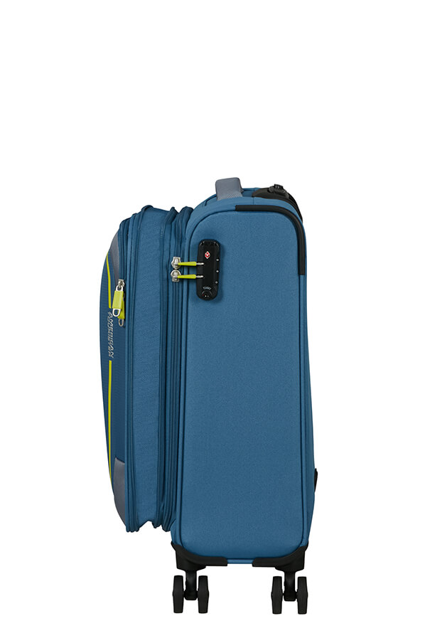 Mala de Cabine 55cm Expansível 4 Rodas Azul Coroa - Pulsonic | American Tourister®