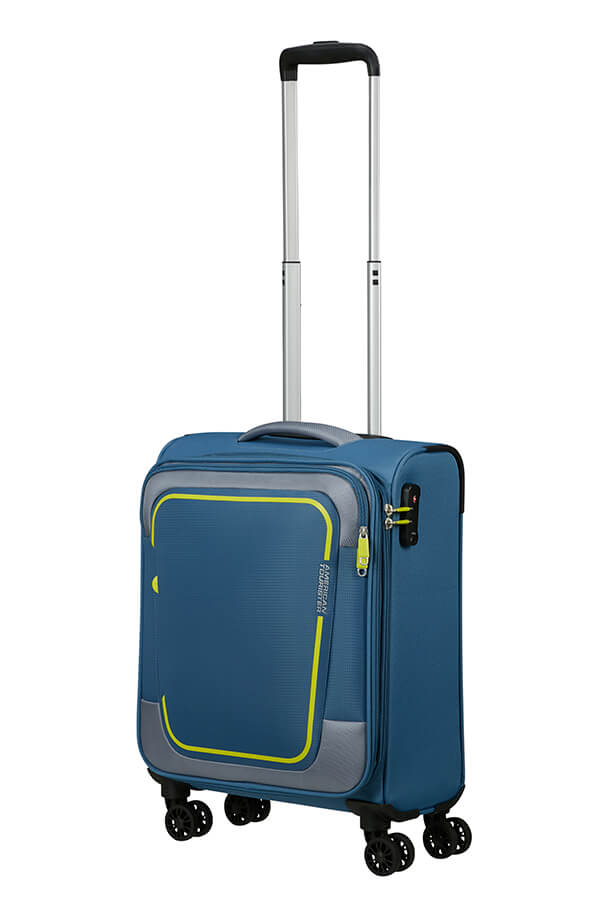 Mala de Cabine 55cm Expansível 4 Rodas Azul Coroa - Pulsonic | American Tourister®