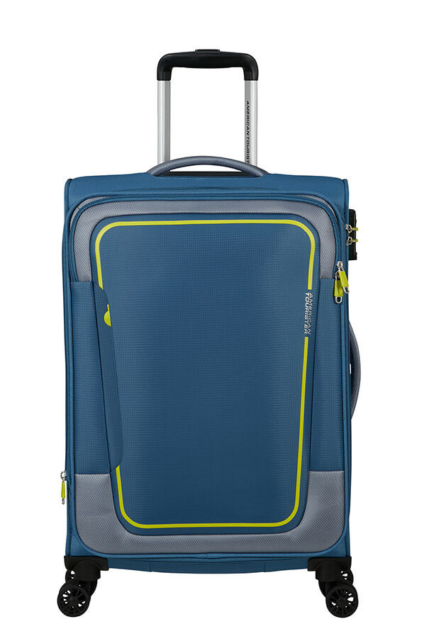 Mala de Viagem Média 68cm Expansível 4 Rodas Azul Coroa - Pulsonic | American Tourister®