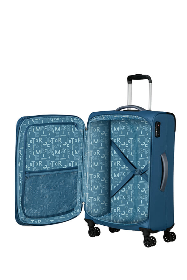 Mala de Viagem Média 68cm Expansível 4 Rodas Azul Coroa - Pulsonic | American Tourister®