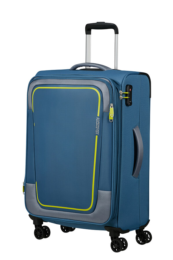 Mala de Viagem Média 68cm Expansível 4 Rodas Azul Coroa - Pulsonic | American Tourister®