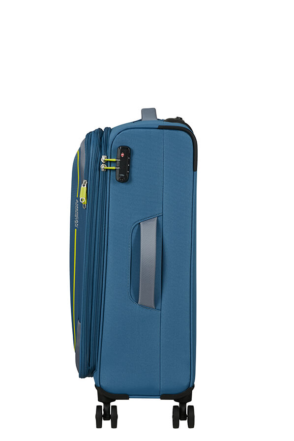 Mala de Viagem Média 68cm Expansível 4 Rodas Azul Coroa - Pulsonic | American Tourister®