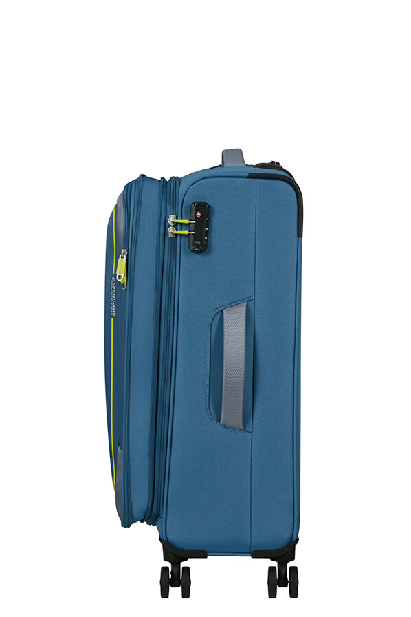 Mala de Viagem Média 68cm Expansível 4 Rodas Azul Coroa - Pulsonic | American Tourister®