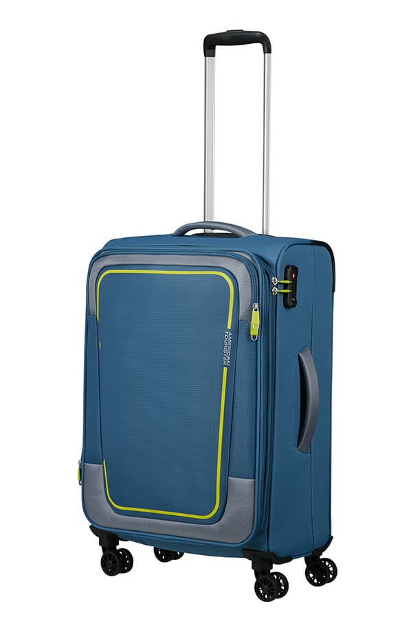 Mala de Viagem Média 68cm Expansível 4 Rodas Azul Coroa - Pulsonic | American Tourister®